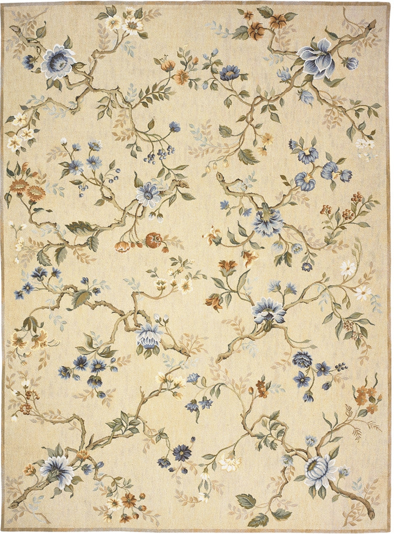 Gold Branches Needlepoint Rug